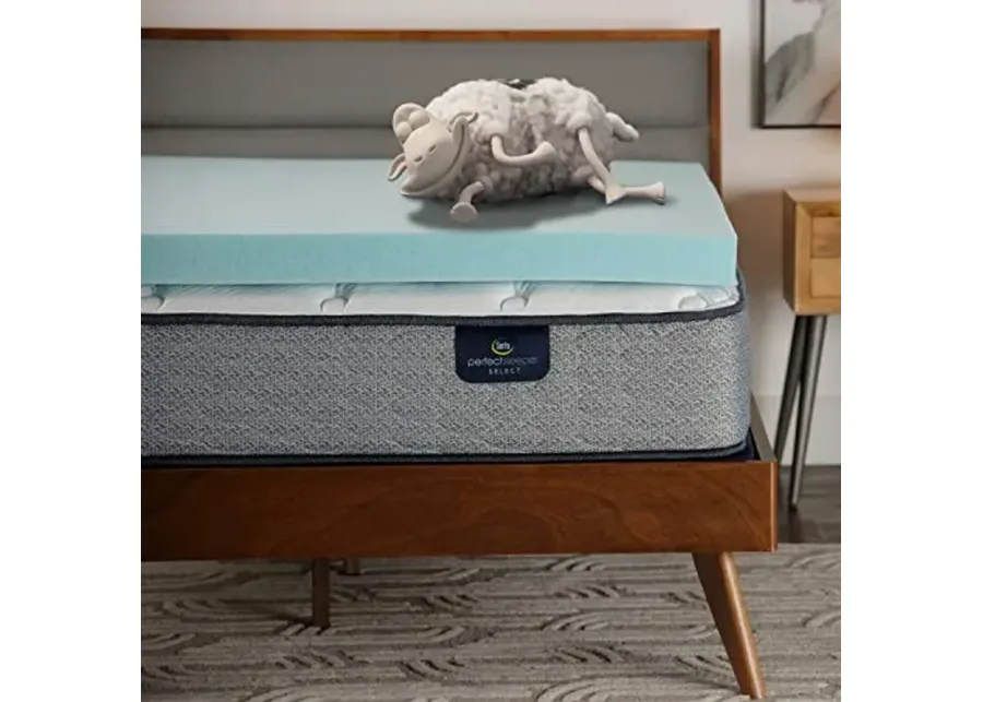 Serta ThermaGel Cooling, Pressure-Relieving Memory Foam Mattress Topper, 3 Inch, Full,Blue-Blue