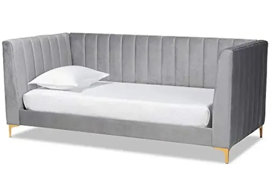 Baxton Studio Oksana Daybeds, Twin, Light Grey-Light Grey