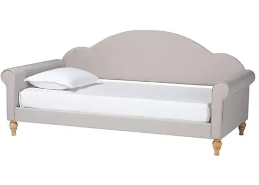 Baxton Studio Chaise Light Grey Fabric and Brown Finished Wood Twin Size Daybed-88.2
