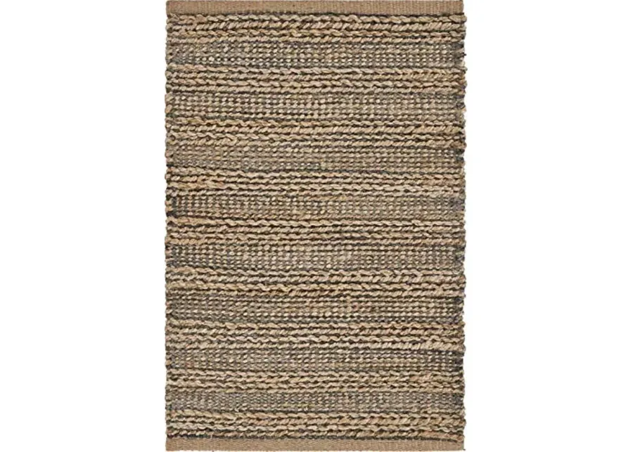 LR Home Ox Bay Natural Jute Interwoven Area Rug, Gray and Natural, 2' x 3'-Gray, Tan