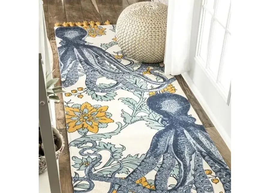 nuLOOM Thomas Paul Octopus Tasseled Runner Rug, 2' 8" x 6', Multi-Multi Color