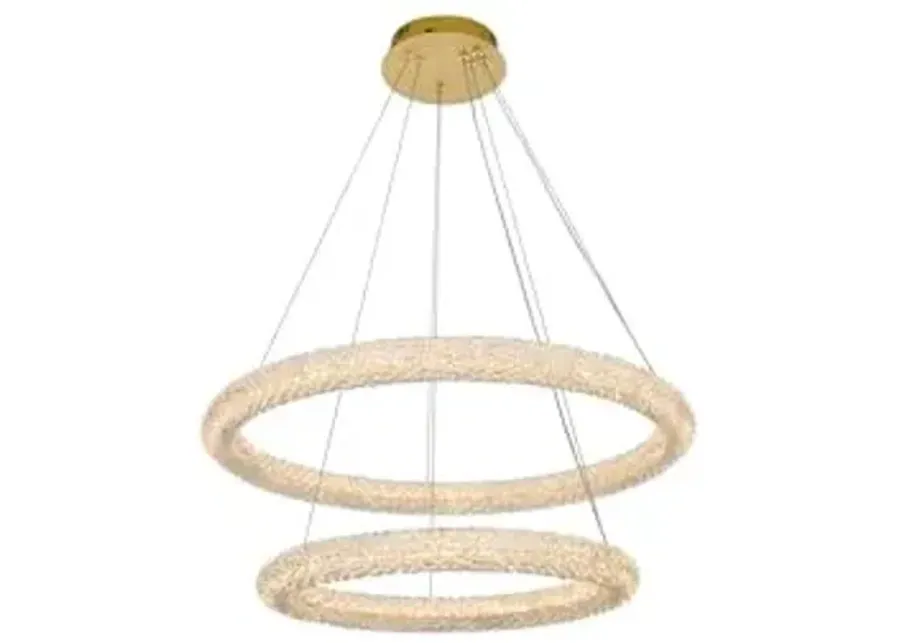 Elegant Lighting Bowen 32 inch Adjustable LED Chandelier in Satin Gold-31.5