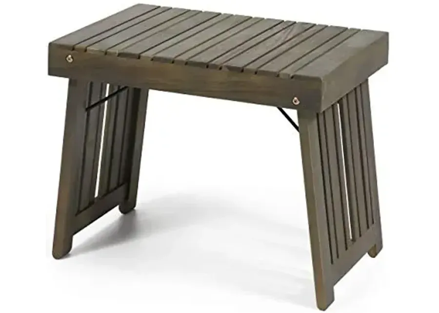Christopher Knight Home Howard Outdoor Acacia Wood Folding Side Table, Gray Finish-Gray Finish