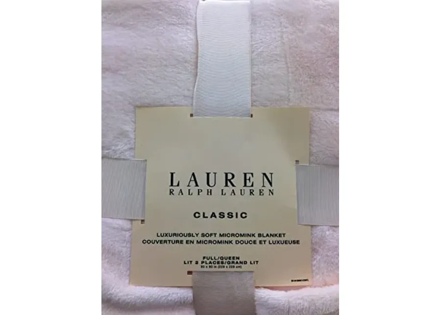 Lauren Ralph Lauren Classic Micromink Blanket - Creme - Full /Queen-Cream