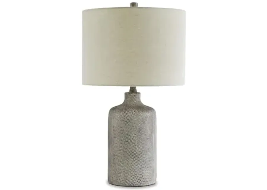 Signature Design by Ashley Linus Modern 25" Ceramic Table Lamp, Natural Stone Finish-Antique black