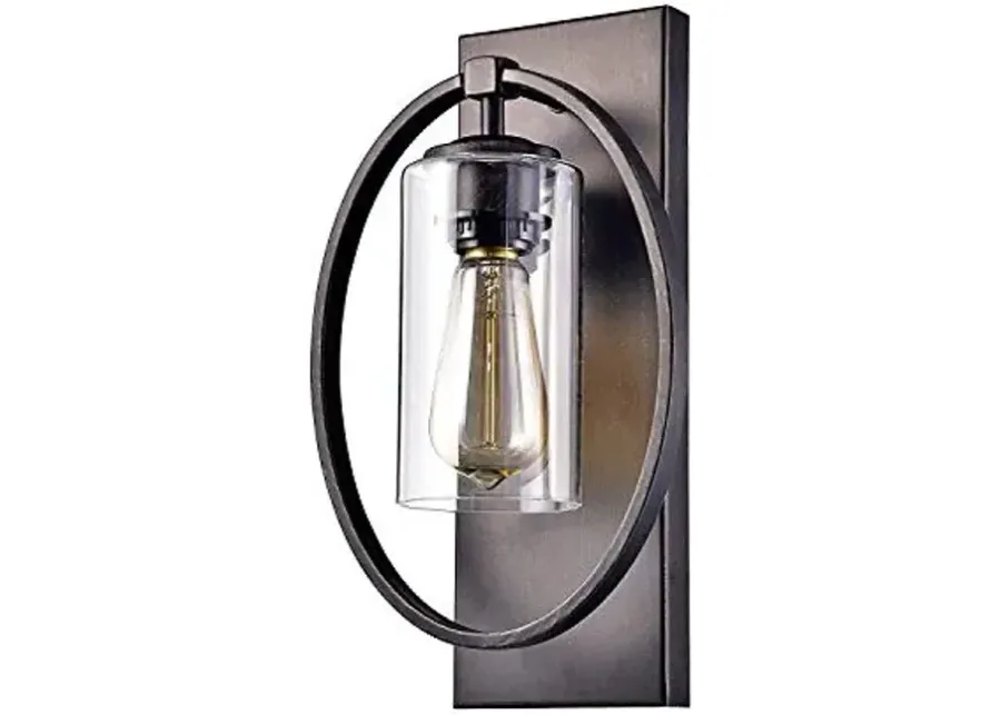 Jojospring Anastasia Single Light Wall Sconce with Clear Glass Shade-Antique black
