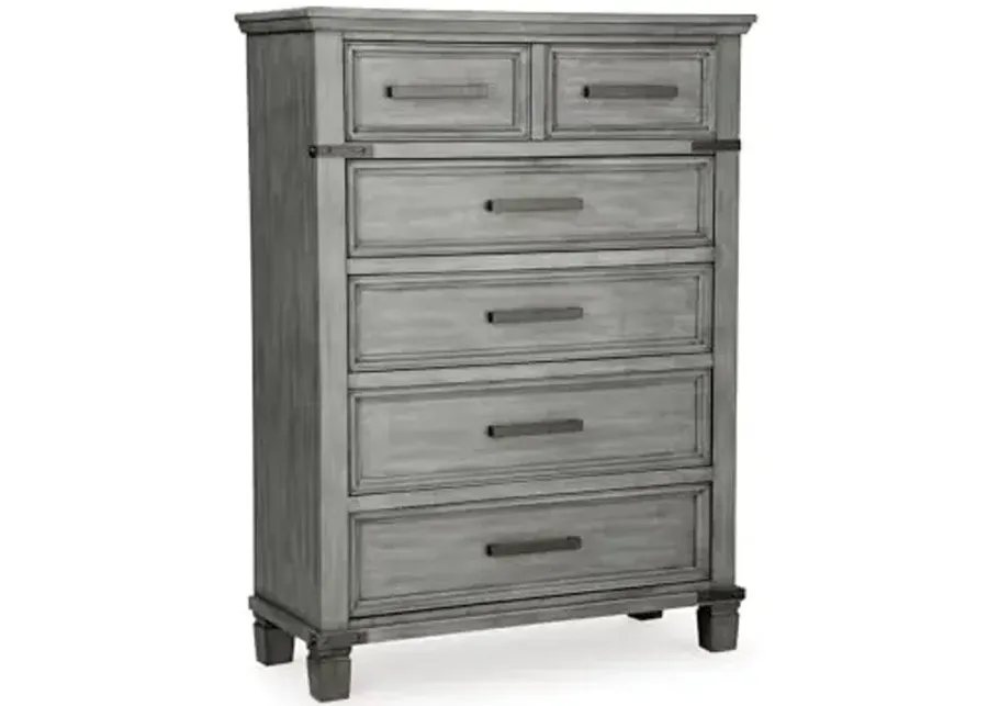 Signature Design by Ashley Russelyn Rustic 5 Drawer Chest of Drawers, Gray-Grey