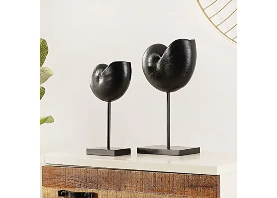 SAFAVIEH Home Collection Resi Modern Black Snail Shell Table Decor (Set of 2) RDC1204A-SET2-Black