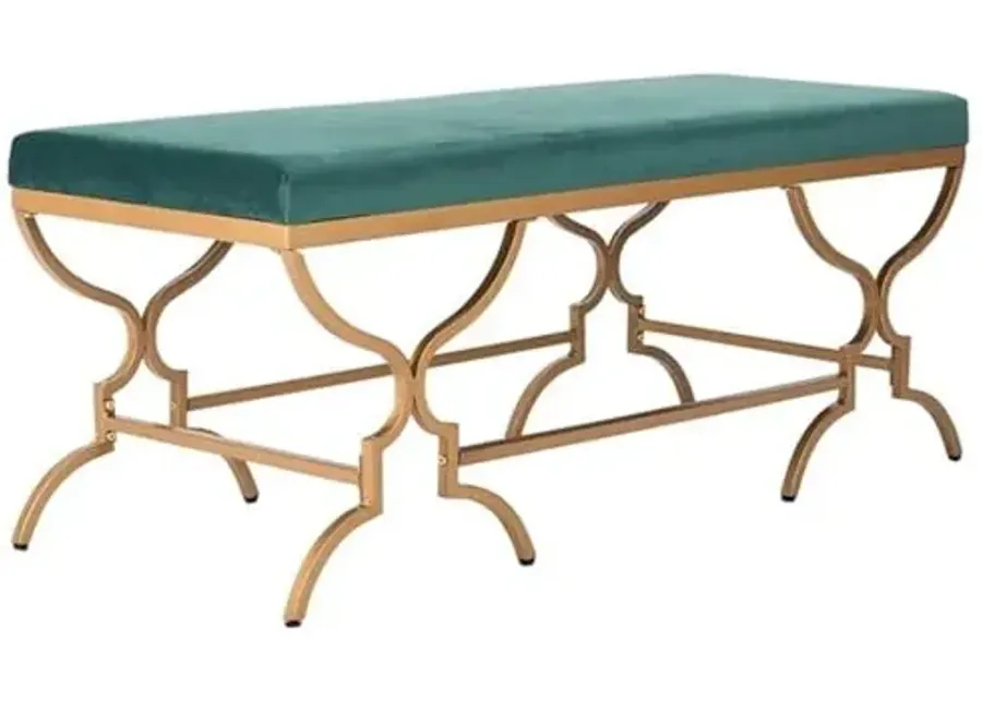 Safavieh Home Juliet 46-inch Glam Emerald Green Velvet and Gold Rectangular Bench-Emerald, Gold