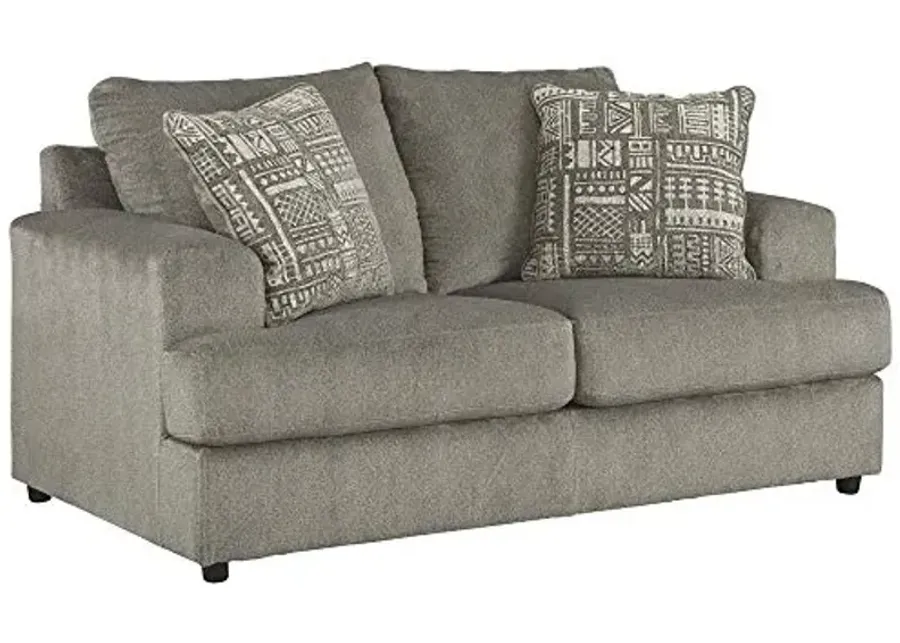 Signature Design by Ashley Soletren Contemporary Chenille Loveseat with 2 Accent Pillows, Gray-Grey
