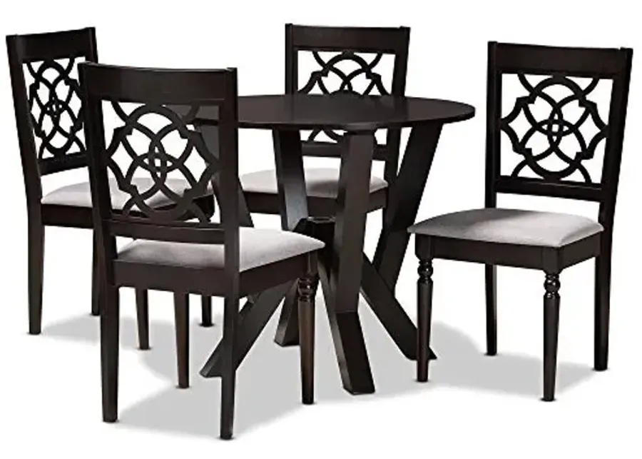 Baxton Studio Dining Sets, Grey/Dark Brown-Grey, Dark Brown