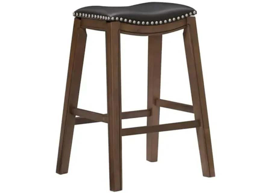 Homelegance Ordway Saddle Seat Bar Height Stool, 30"SH, Black-Black