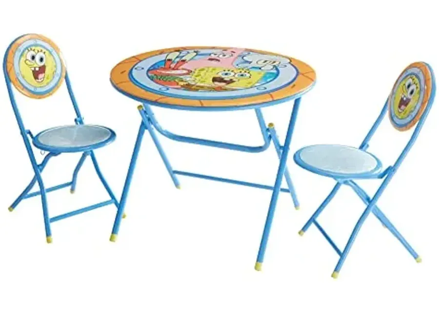Idea Nuova Spongebob Squarepants 3 Piece Foldable Round Table and Chair Set, Ages 3+-Spongebob