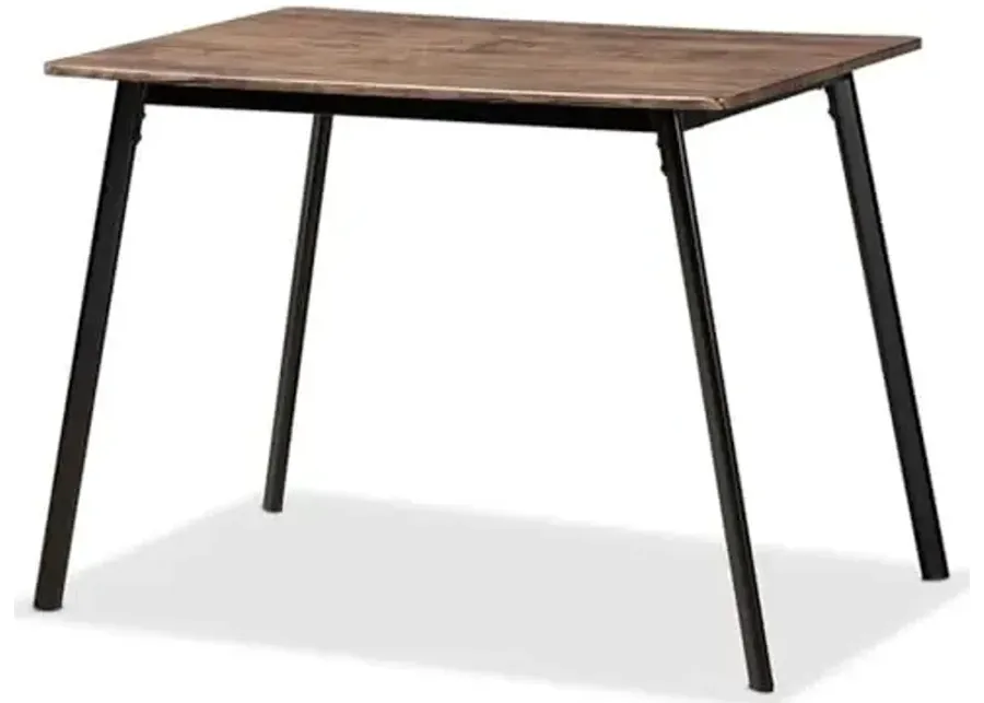 Baxton Studio Calder Mid-Century Modern Walnut Brown Finished Wood and Black Metal Dining Table-Walnut Brown, Black 1 59807-baxton-studio-calder-mid-century-modern-walnut-brown-finished-wood-and-black-metal-dining-table-walnut-brown-black-1.webp
