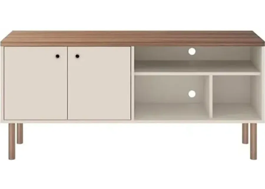 Manhattan Comfort Windsor Modern TV Stand with Media Shelves and Solid Wood Legs, 53.54\-14.17
