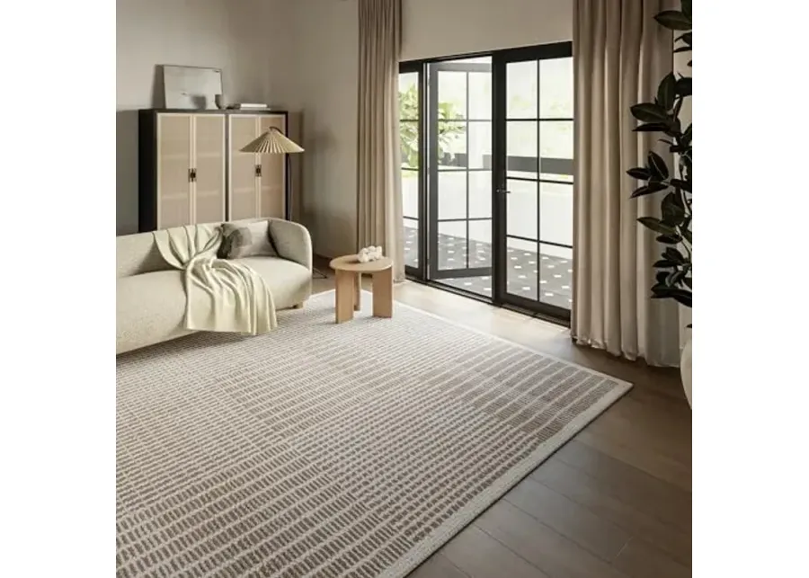 Rugs USA X Frenshe Interiors by Ashley Tisdale 4x6 Montceito Tiled Wool Indoor Area Rug for Living Room, Bedroom, Office, Entryway, Hallway, Taupe-Montceito Taupe
