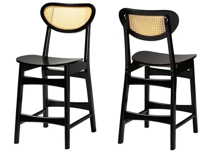 Baxton Studio Hesper Counter Stools, Set of 2, Dark Brown/Light Brown-Dark Brown, Light Brown