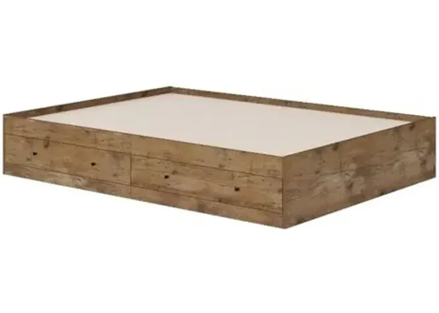 Sauder Boulevard Cafe Engineered Wood Queen Storage Bed in Vintage Oak Finish-Vintage Oak