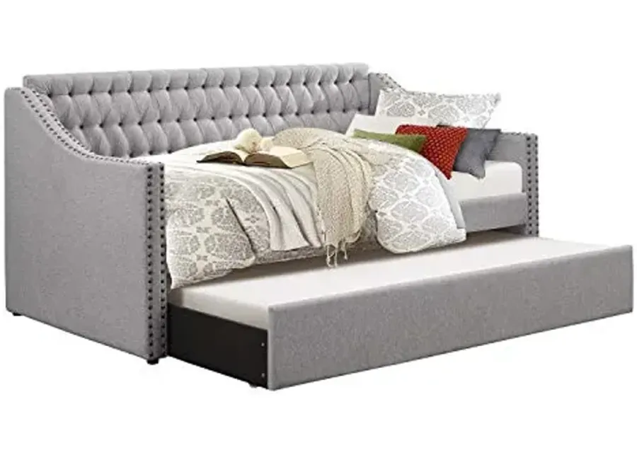 Lexicon Carolina Upholstered Daybed with Trundle, Twin, Gray-Grey