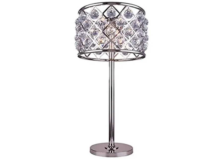 Elegant Lighting Madison Collection 1206TL15PN/RC 3-Light Table Lamp with Royal Cut Crystals, Polished Nickel Finish-Clear