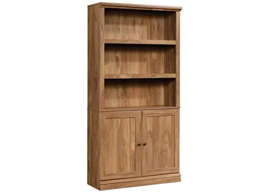 Sauder Miscellaneous Storage Transitional 3-Shelf 2-Door Bookcase/ Book shelf, Sindoori Mango finish-Sindoori Mango