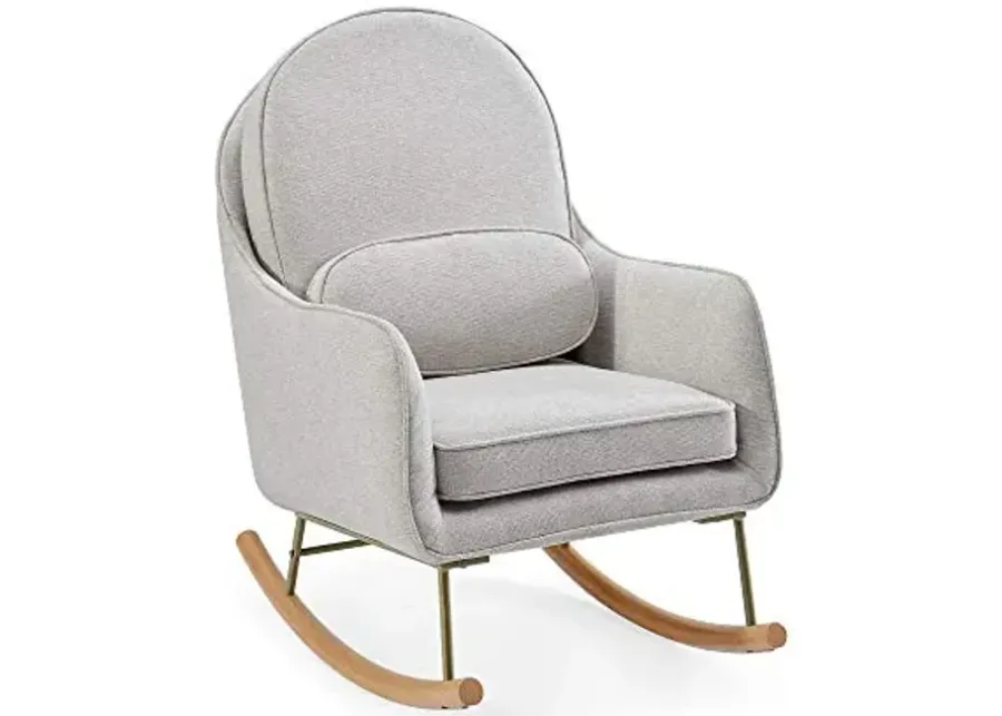 Delta Children Ella Rocker with LiveSmart Evolve Fabric, Limestone/Melted Bronze and Natural Rocker Base-Limestone