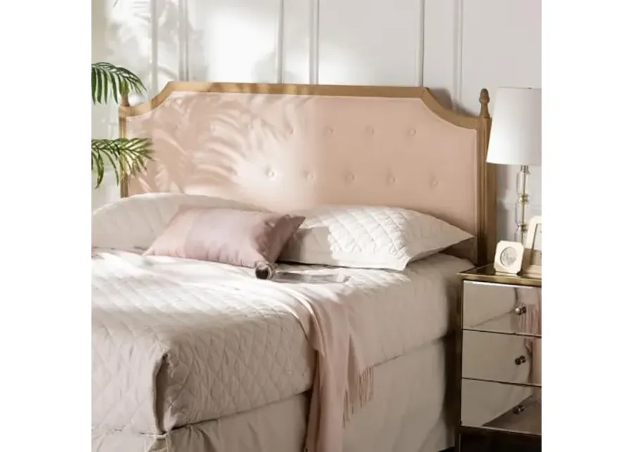 Baxton Studio Lourdes Upholstered Headboard with Solid Wood Frame - Tufted Backrest Panel with Curved Top, Elegant Bedroom Dècor, Queen Size-62.2