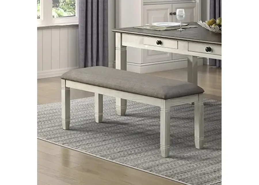 Lexicon Saratoga Dining Bench, Antique White-Antique White