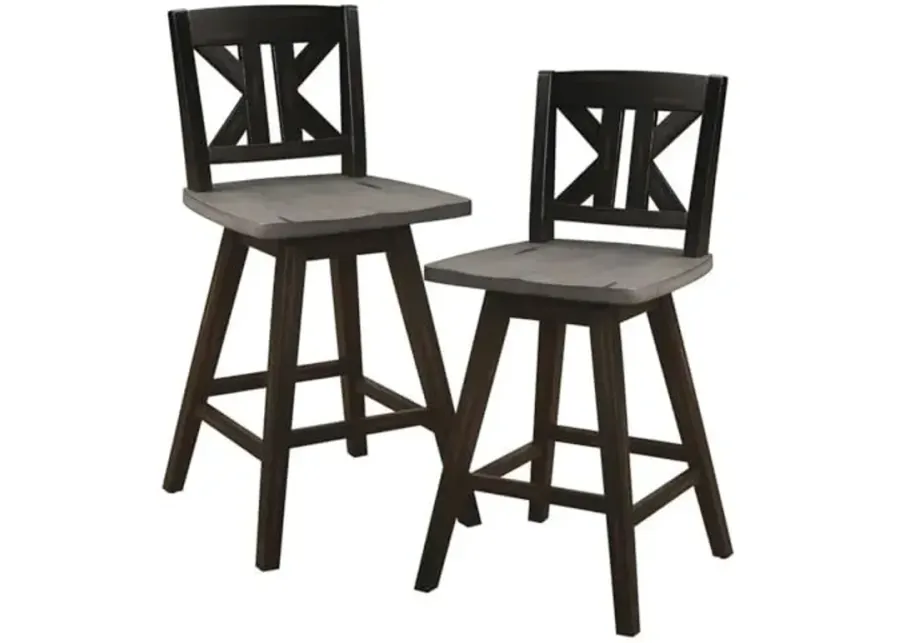 Lexicon Amsonia K-Back Counter Height Dining Swivel Chair in Black (Set of 2)-Black