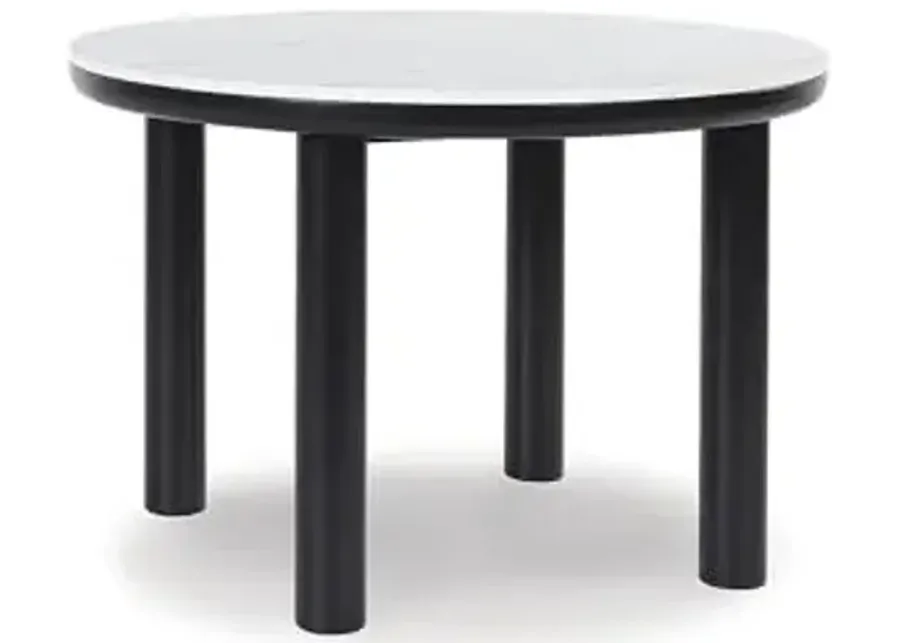 Signature Design by Ashley Xandrum Casual Dining Table with Faux Marble Top, Black & White-Black & White