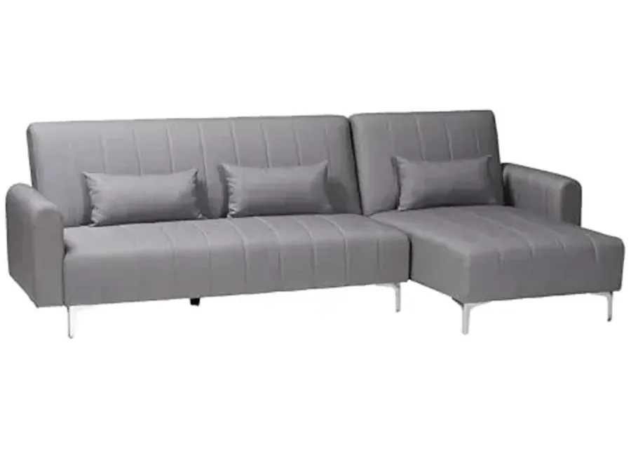 Baxton Studio Lanoma Contemporary Slate Grey Fabric Upholstered Convertible Sofa Bed-Slate Grey