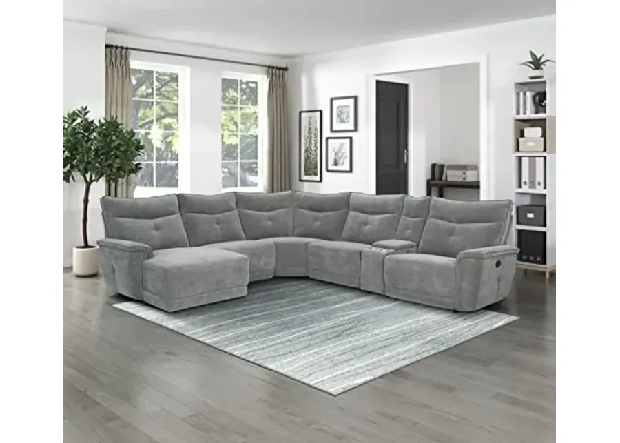 Lexicon Lacrosse Modular Manual Reclining Sectional, Left Chaise, Dark Gray-Dark Gray