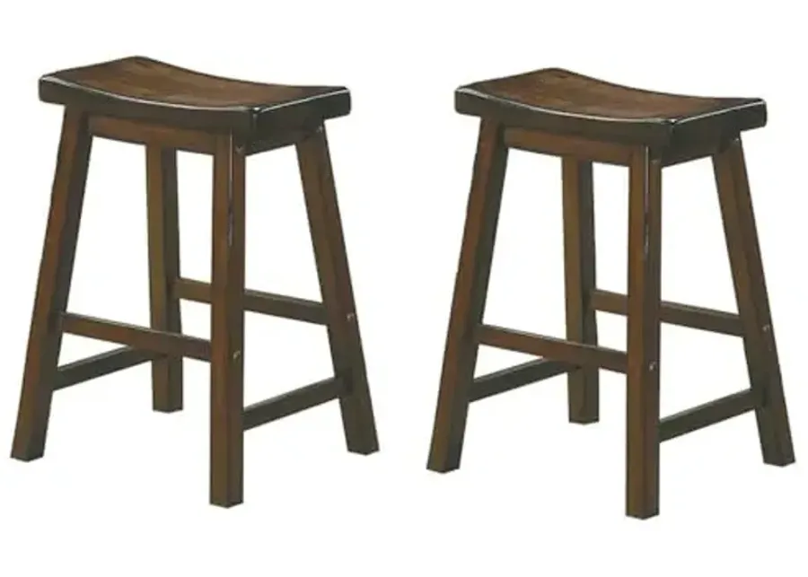 Homelegance Saddleback 24-Inch Height Barstool, Cherry, Set of 2-Cherry