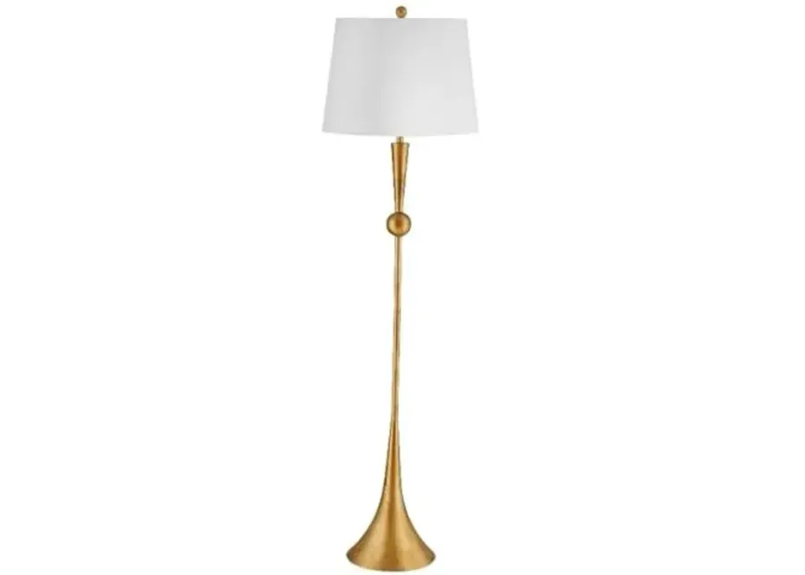 Bassett Mirror Company Gold Floor Lamp - Gold Leaf-White