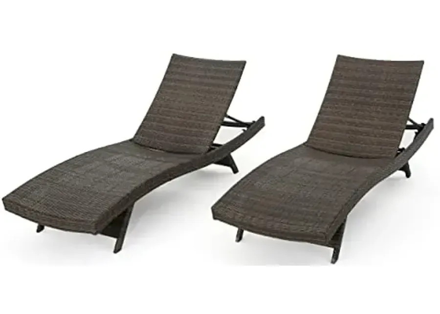 Christopher Knight Home Thira Outdoor Wicker Chaise Lounges with Aluminum Frame, 2-Pcs Set, Mix Mocha-Mix Mocha