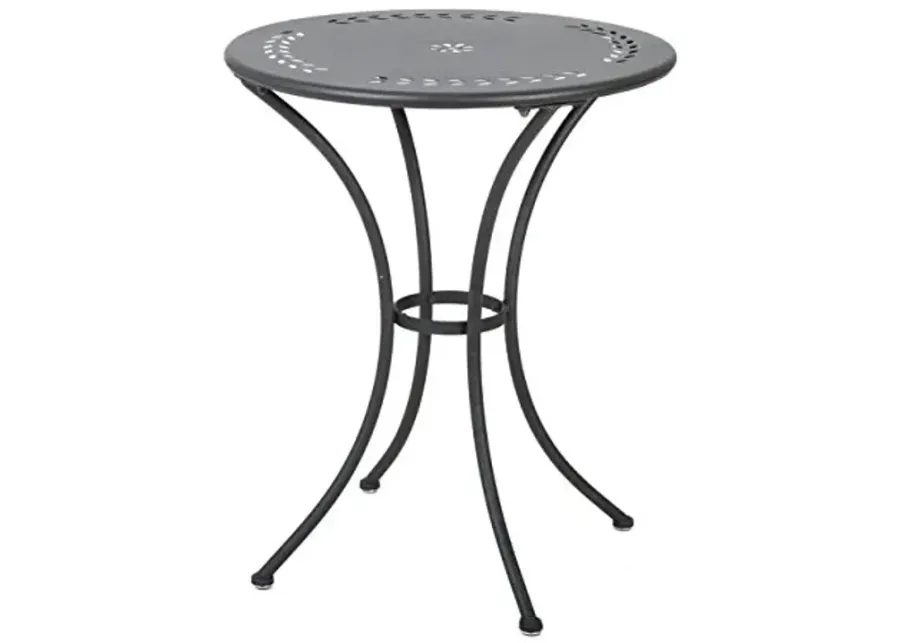 Christopher Knight Home Lourdes Outdoor Metal Bistro Set, 3-Pcs Set, Black Sand-Black Sand