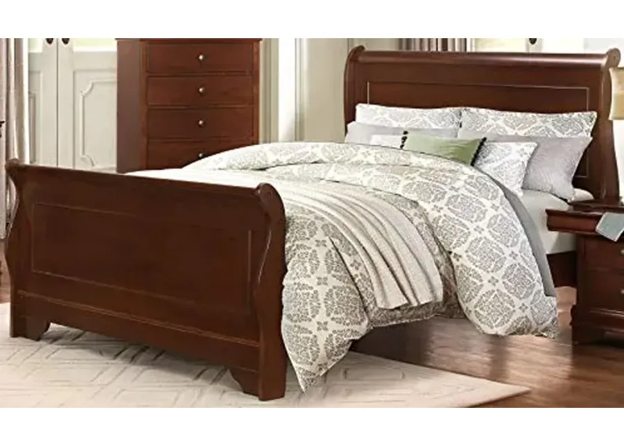 Homelegance Abbeville Full Sleigh Bedframe, Cherry-Cherry