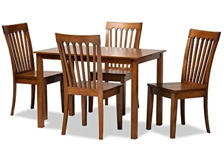 Baxton Studio Erion Modern and Contemporary Walnut Brown Finished Wood 5-Piece Dining Set-Walnut Brown