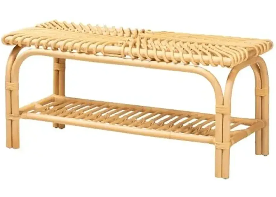 Baxton Studio Himari Rattan Bench, Natural Brown-Natural Brown