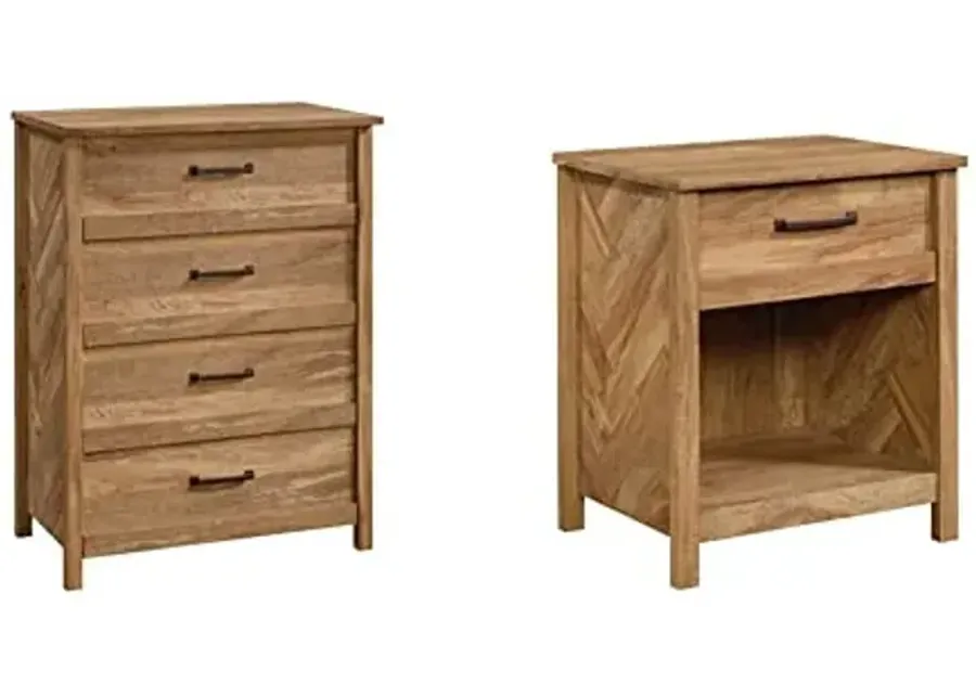 Sauder Cannery Bridge 4-Drawer Chest and Nightstand, Sindoori Mango Finish-Sindoori Mango Finish