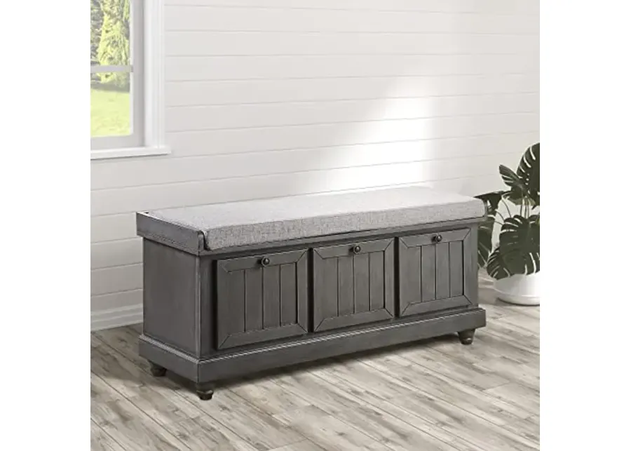 Lexicon Berryessa Lift-Top Storage Bench, Distressed Dark Gray-Distressed Dark Gray