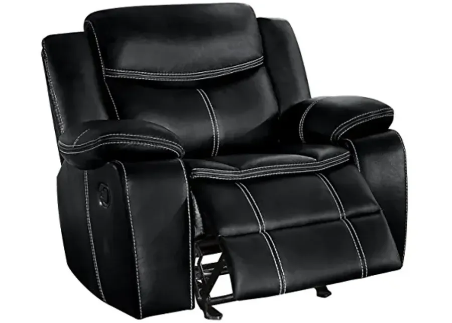Homelegance Manual Glider Reclining Chair, Black-Black