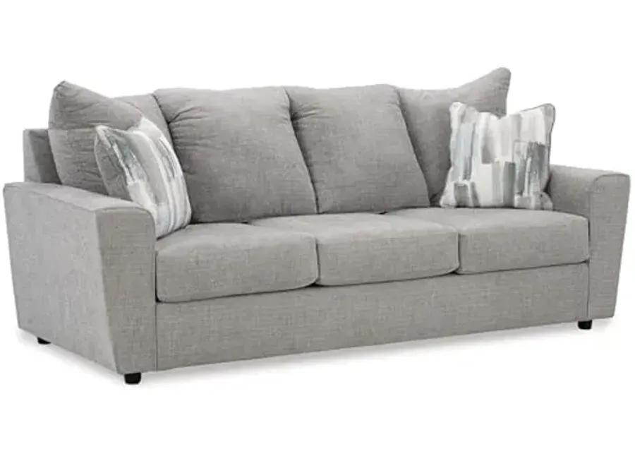 Signature Design by Ashley Stairatt Contemporary Sofa with Removable Cushions, Light Gray-Light Gray