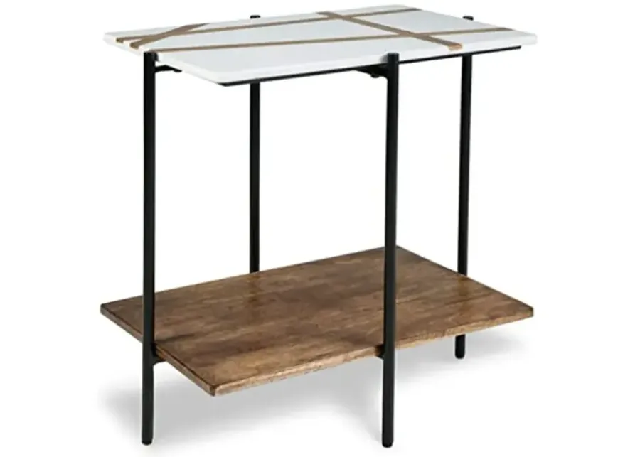 Signature Design by Ashley Braxmore Accent Table, White & Light Brown-White & Light Brown