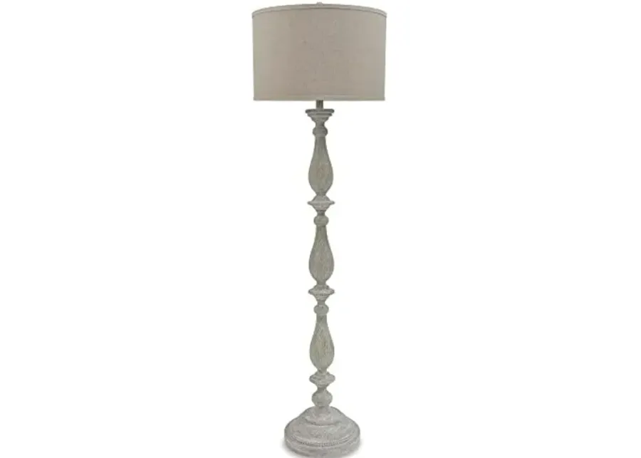 Signature Design by Ashley Bernadate Cottage 61" Candlestick Design Floor Lamp, Whitewash-Whitewash
