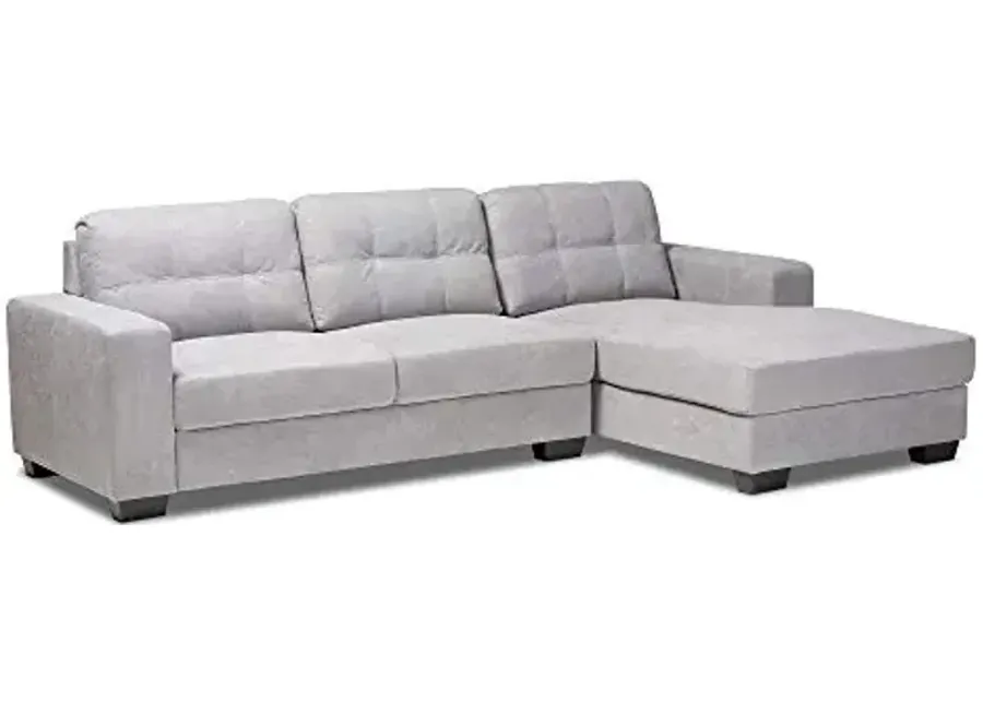 Baxton Studio Sectional, Light Grey-Light Grey
