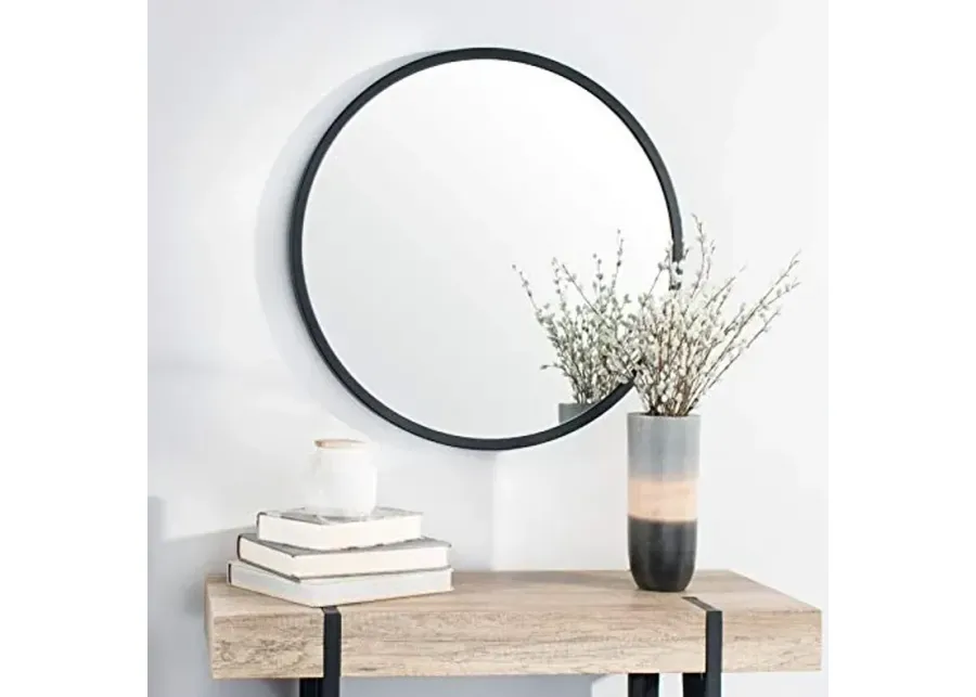 SAFAVIEH Home Eason Black Round 30-inch Decorative Accent Mirror-Black