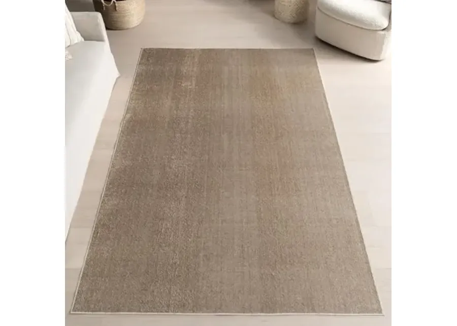 nuLOOM 6' 7" x 9' SpinClean Solid Low-Pile Indoor Area Rug, Machine Washable, Non Shedding, Bed Room, Living & Dining Room, Beige-Beige