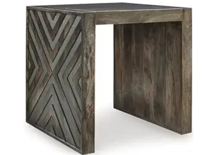 Signature Design by Ashley Dreggan Casual End Table with Diamond Pattern, Dark Brown-Dark Brown