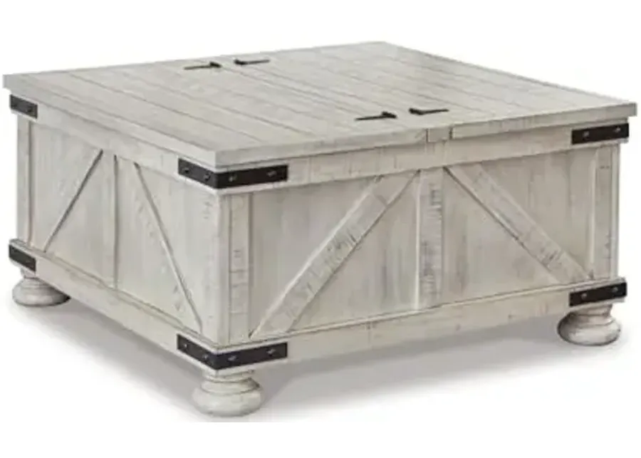 Signature Design by Ashley Carynhurst Casual Cocktail Table with Storage, Whitewash-Whitewash